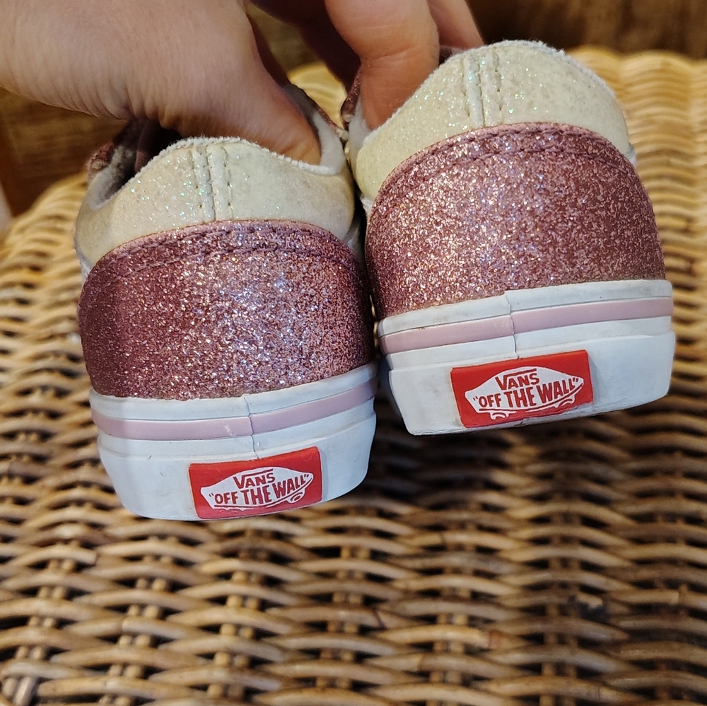 Little Girls Sparkle Gluttet Vans Velcro  Sneakers - Picture 4 of 11